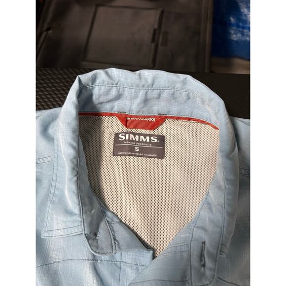 Simms Pearlsnap Fishing Shirt Light Blue Vented Breathable Size Small - Picture 3 of 11